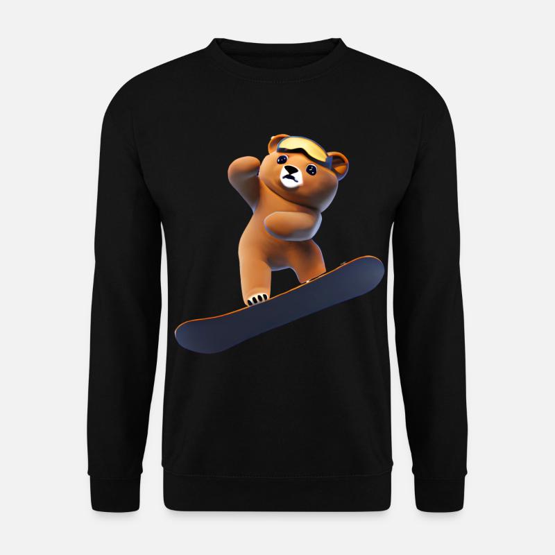 Snowboardender Bär - Unisex Pullover - Schwarz
