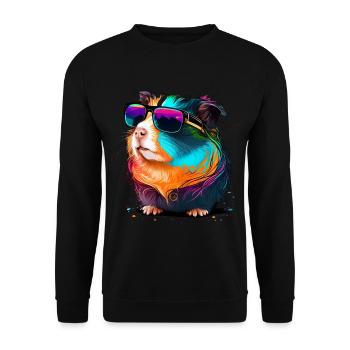 Meerschweinchen mit Sonnenbrille - Unisex Pullover - Schwarz - Vorne - Alina (178cm) & Michal (187cm)
