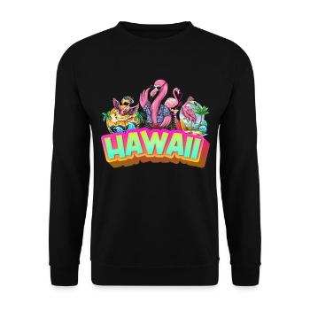 Hawaii Summer Flamingo Palm Tree Beach Ocean Vacation - Sweat-shirt Unisexe - noir - Devant - Alina (178cm) & Michal (187cm)
