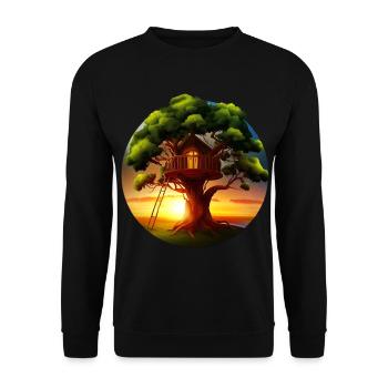Treehouse at sunset - Unisex Sweatshirt - black - Front - Alina (178cm) & Michal (187cm)