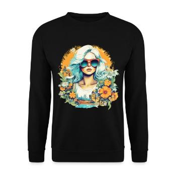 Lunettes de soleil Summer Femme Fleurs Sun Vintage - Sweat-shirt Unisexe - noir - Devant - Alina (178cm) & Michal (187cm)