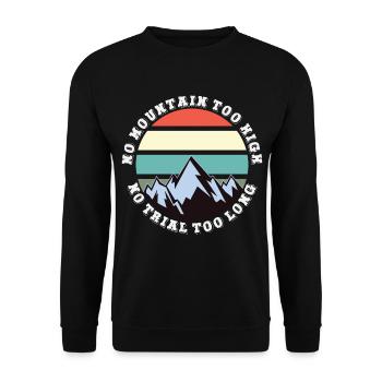 Kein Berg zu hoch, kein Weg zu lang - Unisex Pullover - Schwarz - Vorne - Alina (178cm) & Michal (187cm)