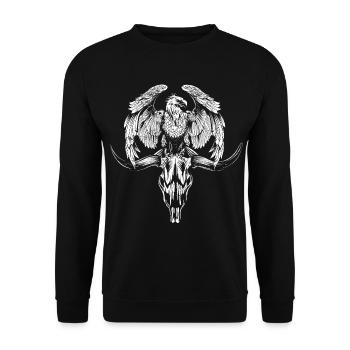 Texas USA Adler mit Bullen Kopf - Unisex Pullover - Schwarz - Vorne - Alina (178cm) & Michal (187cm)