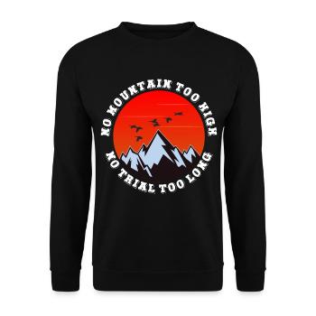 Kein Berg zu hoch, kein Weg zu lang - Unisex Pullover - Schwarz - Vorne - Alina (178cm) & Michal (187cm)