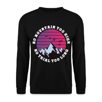 Kein Berg zu hoch, kein Weg zu lang - Unisex Pullover - Schwarz - Vorne - Alina (178cm) & Michal (187cm)