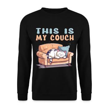 Cat Couch Sofa Funny Humor Typical Cartoon - Unisex Sweatshirt - black - Front - Alina (178cm) & Michal (187cm)