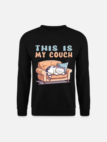 Katze Couch Sofa Lustig Humor Typisch Cartoon - Unisex Pullover - Schwarz
