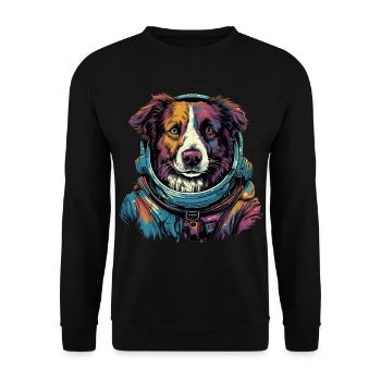 Australian Shepherd Astronaut - Unisex Sweatshirt - black - Front - Alina (178cm) & Michal (187cm)