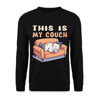 Cat Couch Sofa Funny Humor Typical Cartoon - Unisex Sweatshirt - black - Front - Alina (178cm) & Michal (187cm)