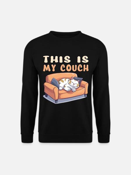 Katze Couch Sofa Lustig Humor Typisch Cartoon - Unisex Pullover - Schwarz