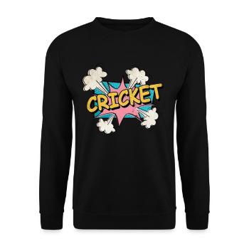 Cricket Pop Art Cartoon Comic Font Sports - Unisex Sweatshirt - black - Front - Alina (178cm) & Michal (187cm)