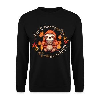 Drôle de paresseux avec des feuilles d’automne - Sweat-shirt Unisexe - noir - Devant - Alina (178cm) & Michal (187cm)