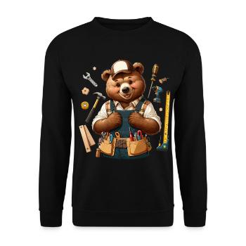 Cute Bear Craftsman - Unisex Pullover - Schwarz - Vorne - Alina (178cm) & Michal (187cm)