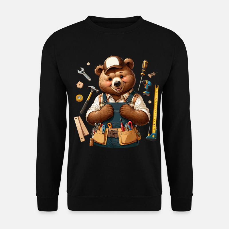 Cute Bear Craftsman - Unisex Pullover - Schwarz