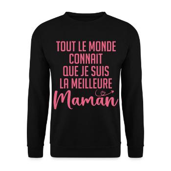 Tout le Monde Connaît Je Suis La Meilleur Maman - Sweat-shirt Unisexe - noir - Devant - Alina (178cm) & Michal (187cm)