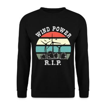 Wind Power RIP, No to Wind Energy - Unisex Sweatshirt - black - Front - Alina (178cm) & Michal (187cm)