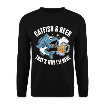 Catfish and beer, That's why I'm here - Unisex Sweatshirt - black - Front - Alina (178cm) & Michal (187cm)