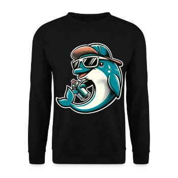 Dolphin Graffiti Sprayer Spray Can - Unisex Sweatshirt - black - Front - Alina (178cm) & Michal (187cm)