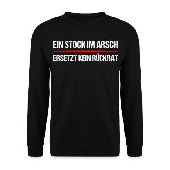Stock im Arsch Spruch – Freches Fun Shirt - Unisex Pullover - Schwarz - Vorne - Alina (178cm) & Michal (187cm)