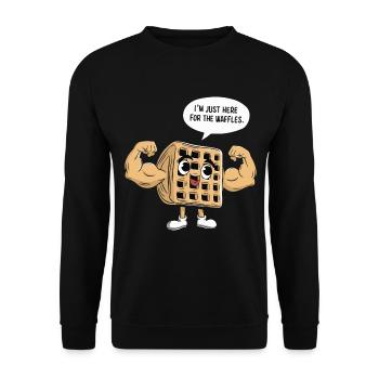 Ich bin nur hier wegen der Waffeln - Unisex Pullover - Schwarz - Vorne - Alina (178cm) & Michal (187cm)