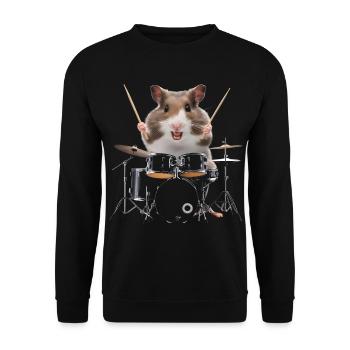 Hamster Schlagzeug - Unisex Pullover - Schwarz - Vorne - Alina (178cm) & Michal (187cm)
