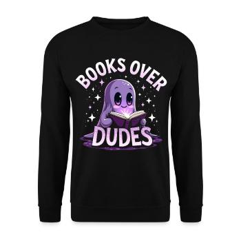 Ghost Woman Loves Reading Halloween - Unisex Sweatshirt - black - Front - Alina (178cm) & Michal (187cm)