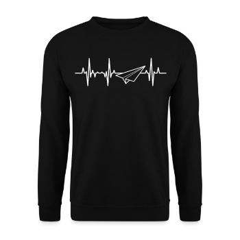 Papierflugzeug Heartbeat - Unisex Pullover - Schwarz - Vorne - Alina (178cm) & Michal (187cm)