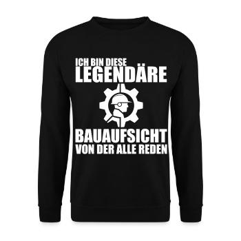 Bauleitung Baustelle Bauleiter Bauaufsicht - Unisex Pullover - Schwarz - Vorne - Alina (178cm) & Michal (187cm)