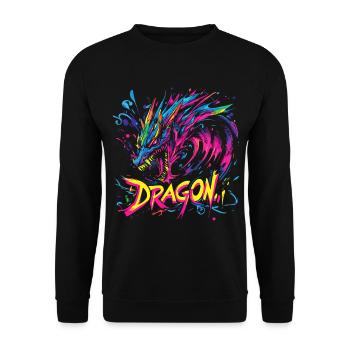 Dragon Colorful Fantasy Magic Mysticism Mythology Art - Unisex Sweatshirt - black - Front - Alina (178cm) & Michal (187cm)