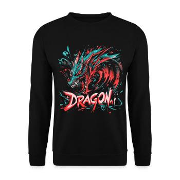 Dragon Colorful Fantasy Magic Mysticism Mythology Art - Unisex Sweatshirt - black - Front - Alina (178cm) & Michal (187cm)