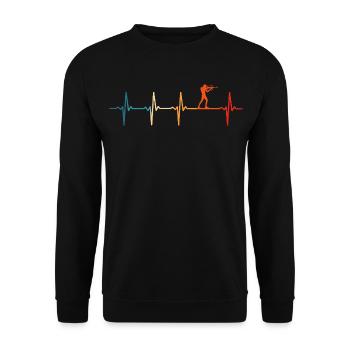 Biathlon Herzschlag Biathlet Ski - Unisex Pullover - Schwarz - Vorne - Alina (178cm) & Michal (187cm)