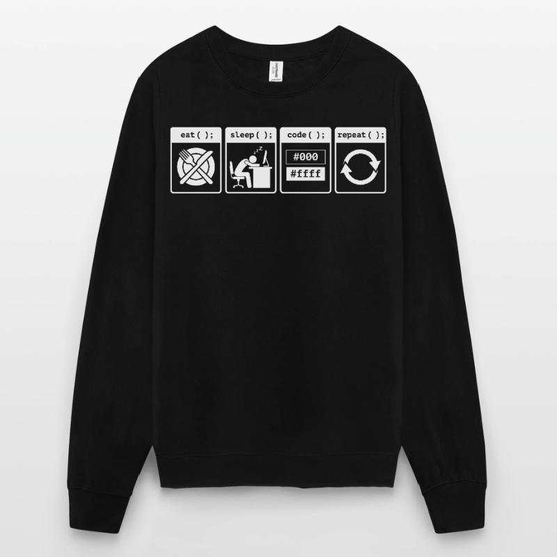Eat Sleep Code Repeat – Conception de flux de travail pour codeurs Sweat-shirt Unisexe