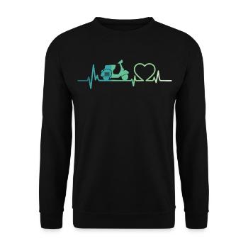 Heartbeat Roller Motor Roller - Unisex Pullover - Schwarz - Vorne - Alina (178cm) & Michal (187cm)