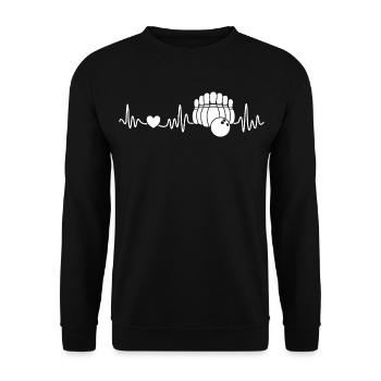 Bowling Skittles Heartbeat for Bowlers - Unisex Sweatshirt - black - Front - Alina (178cm) & Michal (187cm)