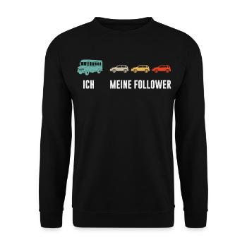 Busfahrer Und Meine Follower - Unisex Pullover - Schwarz - Vorne - Alina (178cm) & Michal (187cm)