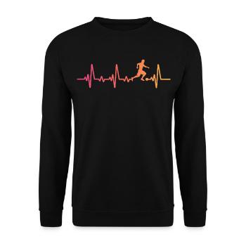 Sunset Soccer Heartbeat Fußballer Fußballspieler - Unisex Pullover - Schwarz - Vorne - Alina (178cm) & Michal (187cm)