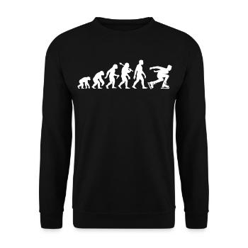 Eisschnellauf Evolution mit Eisschnellläufer - Unisex Pullover - Schwarz - Vorne - Alina (178cm) & Michal (187cm)