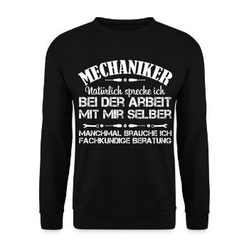 Mechaniker: Ich brauche fachkundige Beratung - Unisex Pullover - Schwarz - Vorne - Alina (178cm) & Michal (187cm)