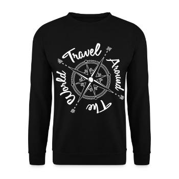 Travel Work & Travel Adventure Compass Gift - Unisex Sweatshirt - black - Front - Alina (178cm) & Michal (187cm)