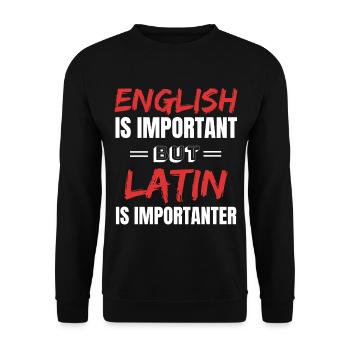 Latein Lehrer Geschenkidee Lehramt Schule Sprache - Unisex Pullover - Schwarz - Vorne - Alina (178cm) & Michal (187cm)