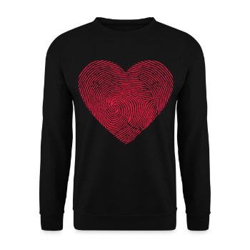 fingerabdruck herz - fingerprint heart - Liebe - Unisex Pullover - Schwarz - Vorne - Alina (178cm) & Michal (187cm)