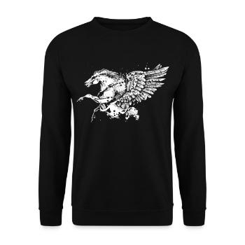 Pegasus Pferd - Unisex Pullover - Schwarz - Vorne - Alina (178cm) & Michal (187cm)