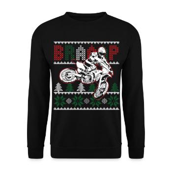 Motorcycle Ugly Braap Motocross Christmas Gift - Unisex Sweatshirt - black - Front - Alina (178cm) & Michal (187cm)