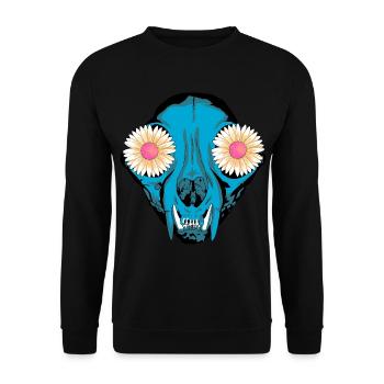 Dark Tier Hund Schädel Skull Fantasy Grufti Gothic - Unisex Pullover - Schwarz - Vorne - Alina (178cm) & Michal (187cm)