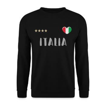 Italy football fan jersey flag with heart - Unisex Sweatshirt - black - Front - Alina (178cm) & Michal (187cm)