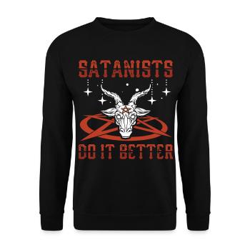 Les satanistes font mieux | Satanisme Cadeaux - Sweat-shirt Unisexe - noir - Devant - Alina (178cm) & Michal (187cm)