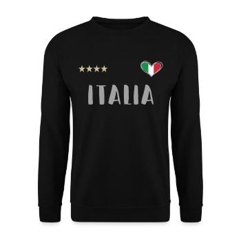 Drapeau du maillot de fan de football italien avec cœur - Sweat-shirt Unisexe - noir - Devant - Alina (178cm) & Michal (187cm)