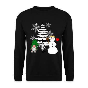Forêt de Noël Nikolaus Schneemann Père Noël - Sweat-shirt Unisexe - noir - Devant - Alina (178cm) & Michal (187cm)