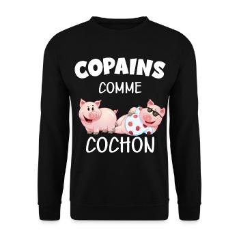 Copains comme cochon citaiton mon meilleur pote - Sweat-shirt Unisexe - noir - Devant - Alina (178cm) & Michal (187cm)