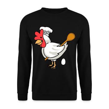 Baker Chicken Egg Cooking Spoon Bakery Egg Bake Cook - Unisex Sweatshirt - black - Front - Alina (178cm) & Michal (187cm)